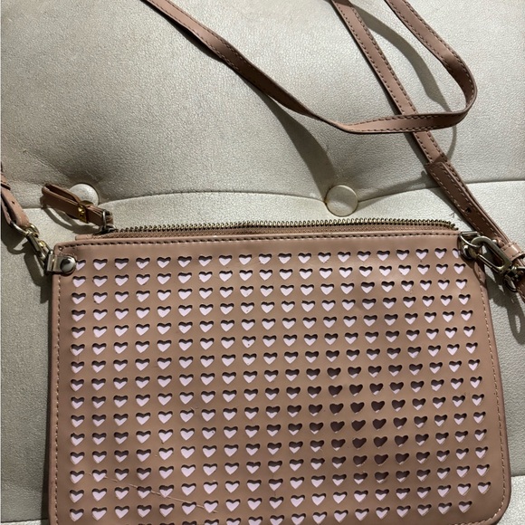 Kurt Geiger Brown Heart Cutout Crossbody Bag - Picture 2 of 3